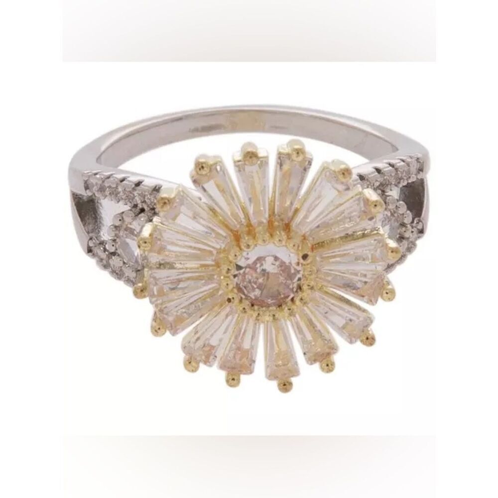 New Cubic Zirconia Flower Ring - Size 7
